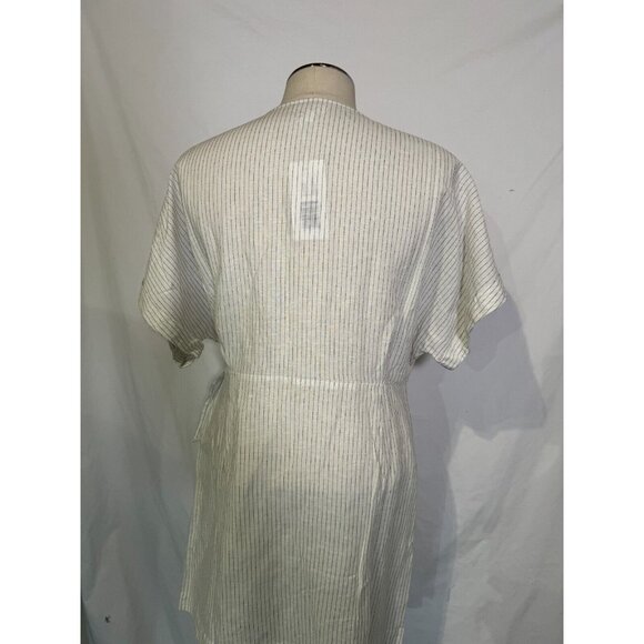 NWT Hudson North Linen Blend Wrap Comfy Stylish Belted Stripe Linen Dress Sz 3XL - Picture 14 of 16